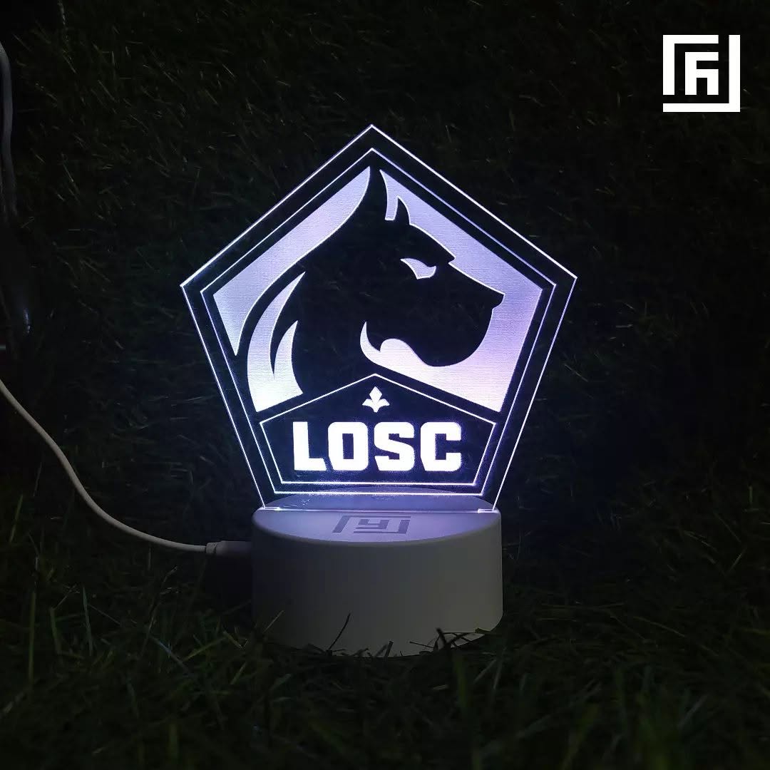 Lampe LED 3D LOSC Lille ⚽ Déco supporter